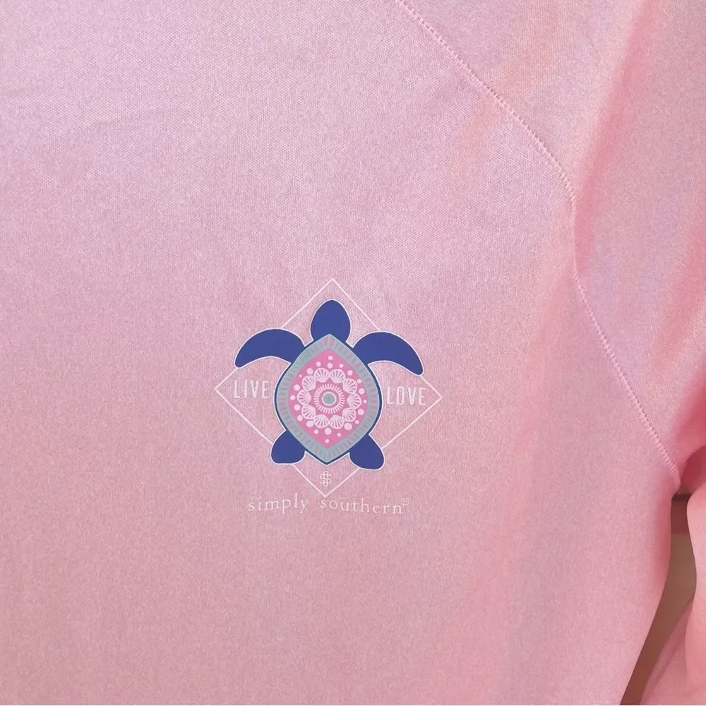 Simply Southern Turtle Print Long Sleeve Pink Tee Size Small - Picture 3 of 7